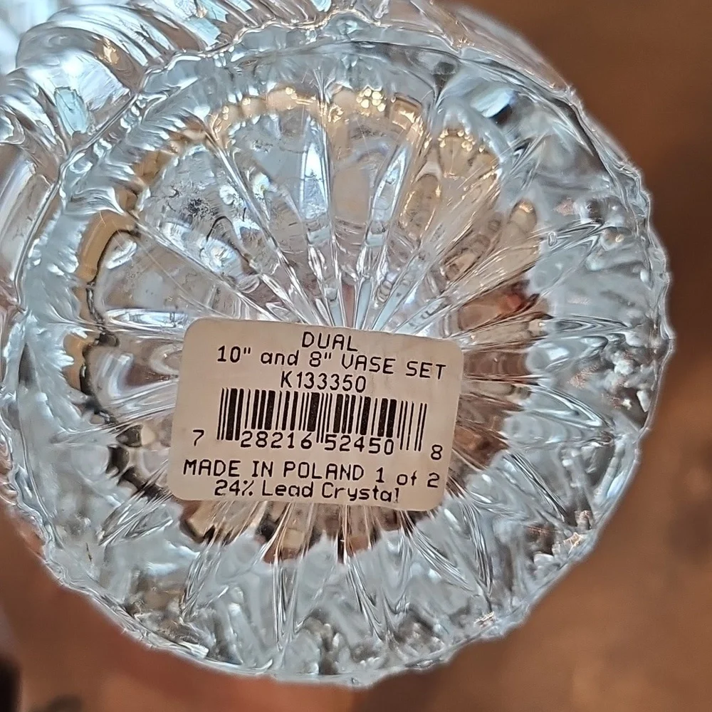 NWT Lead Crystal Flared Vase 10 Inches Tall Made In Poland - Picture 3 of 5